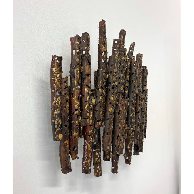Mid 20th Century Vintage Brutalist Torch-Cut Metal Wall Sculpture For Sale - Image 5 of 7
