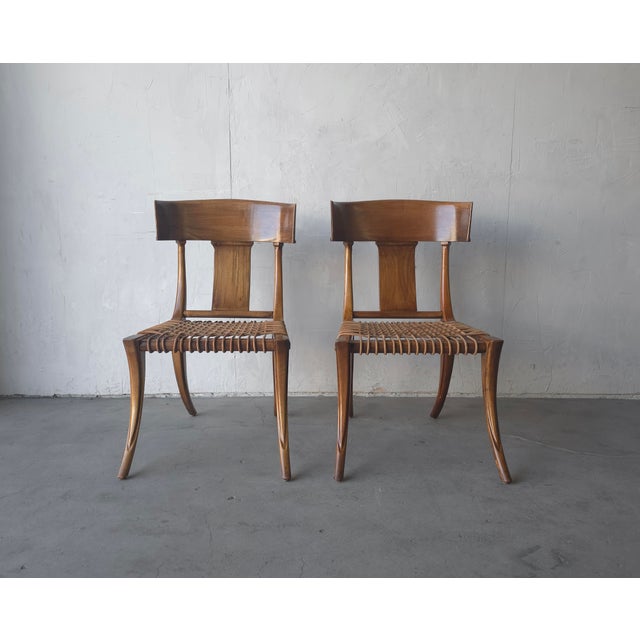 T.H. Robsjohn Gibbings Pair of Mid Century Klismos Chairs by Robsjohn-Gibbings for Sardis For Sale - Image 4 of 12