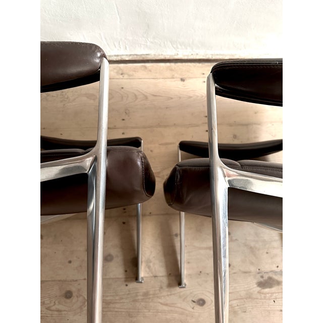 1960s Mid-Century Modern Chairs in Brown Leather by Miller Borgsen for Röder & Söhne, Germany, 1960s, Set of 2 For Sale - Image 5 of 8