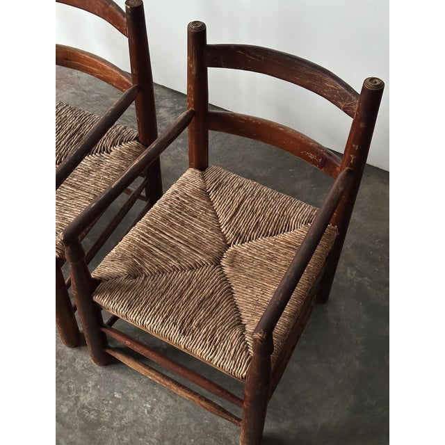 Rustic Pine Hearth Armchairs, France, Mid-20th Century — Set of Four For Sale - Image 16 of 18