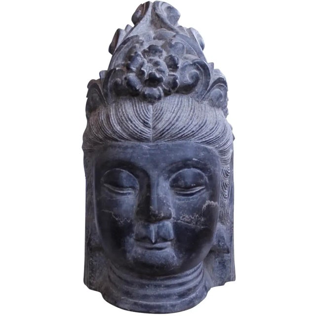 Chinese Carved Stone Buddhistic Head, (Bodhisattva) For Sale - Image 13 of 13