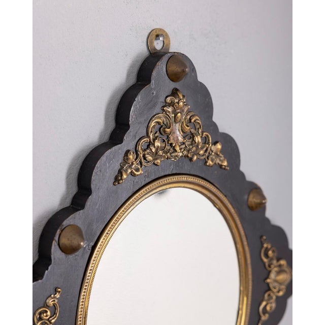 Antique Italian Wall Mirror in Wood and Bronze, 1890s For Sale - Image 4 of 9