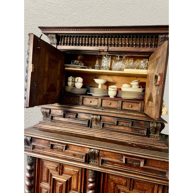 Early 18th Century Early Carved Walnut Duex Corps Buffet For Sale - Image 4 of 8