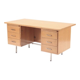 French Oak and Chromed Metal Desk, Circa 1965 For Sale