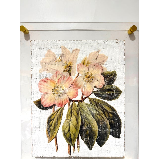 Pink and Cream Flowers - Hand Textured Pink Flowers For Sale - Image 4 of 10