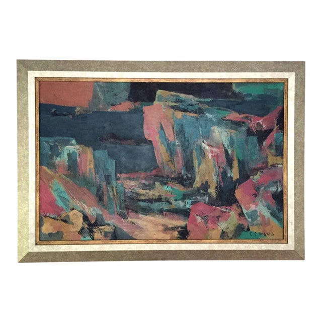 Framed Abstract Painting by C.C Wang For Sale