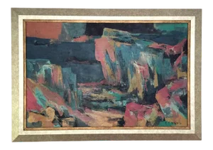 Framed Abstract Painting by C.C Wang
