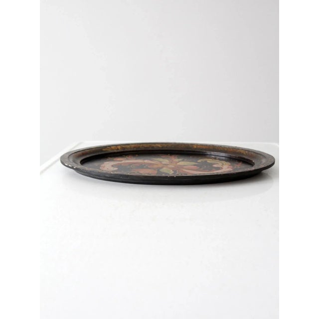 Vintage Hand Painted Rosmaling Wood Tray For Sale - Image 4 of 10