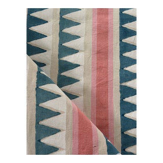 Thibaut Lomita Stripe French Blue and Coral Fabric 2 1/2 Yards For Sale