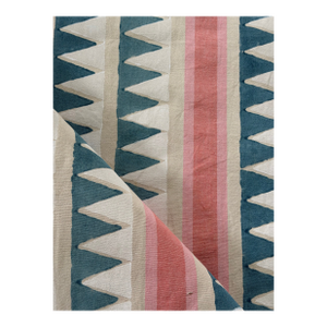 Thibaut Lomita Stripe French Blue and Coral Fabric 2 1/2 Yards