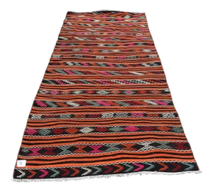1970s Traditional Striped Large Kilim