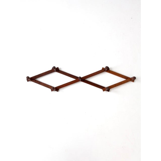 Brown Vintage Wooden Accordion Wall Rack For Sale - Image 8 of 15
