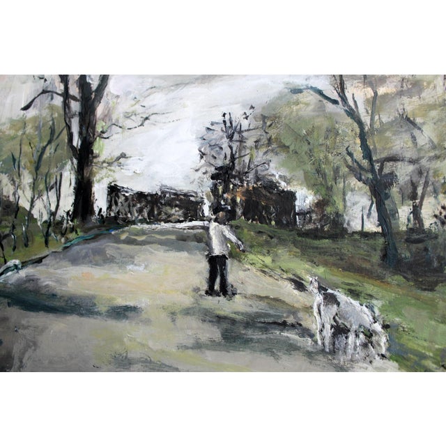 Early 21st Century Magdalena Spasowicz, By the Bzura River, Oil on Cardboard For Sale - Image 5 of 7