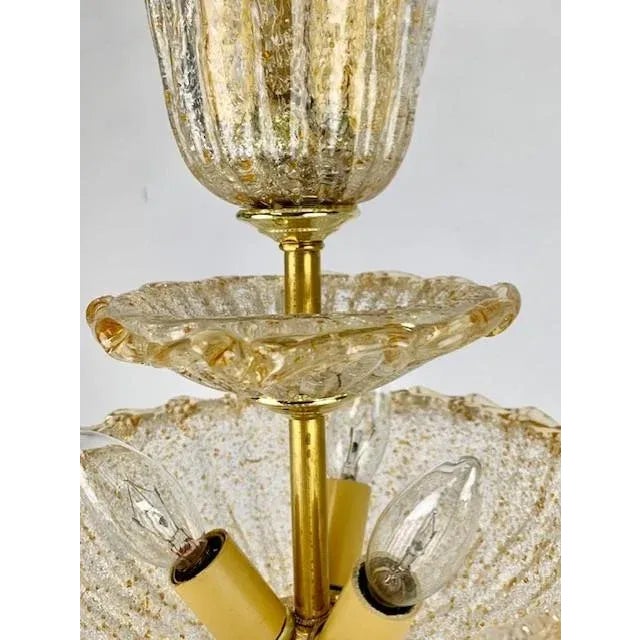 Mediterranean Vintage Venetian Glass 3 Tiered Pendant Light With 5 Lights For Sale - Image 3 of 11
