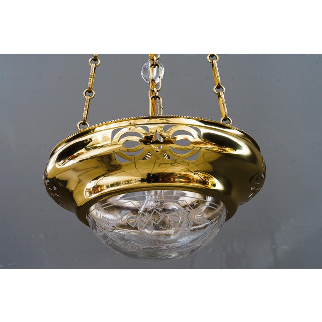 Art Deco Chandelier with Glass Shade, 1920s For Sale - Image 13 of 14