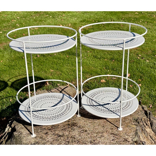 French Pair of Fermod French Modernist Steel “Guinguette” Tables For Sale - Image 3 of 5