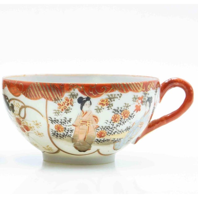 Red Japanese Cutani Eggshell Teacups, Set of 2 For Sale - Image 8 of 9
