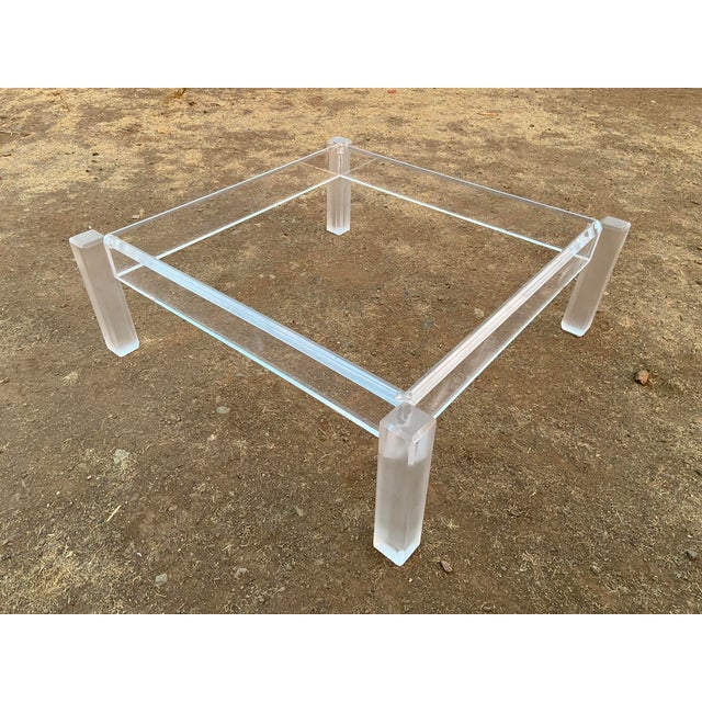 Vintage Mid Century Modern Lucite Glass Top Coffee Cocktail Table For Sale - Image 15 of 18