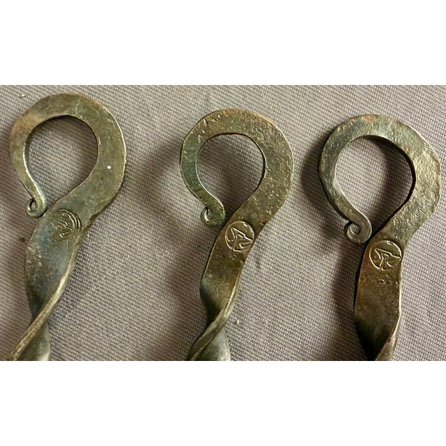 Metal 1980s Copper Kitchen Utensil Set With Twisted Iron Handles For Sale - Image 7 of 12