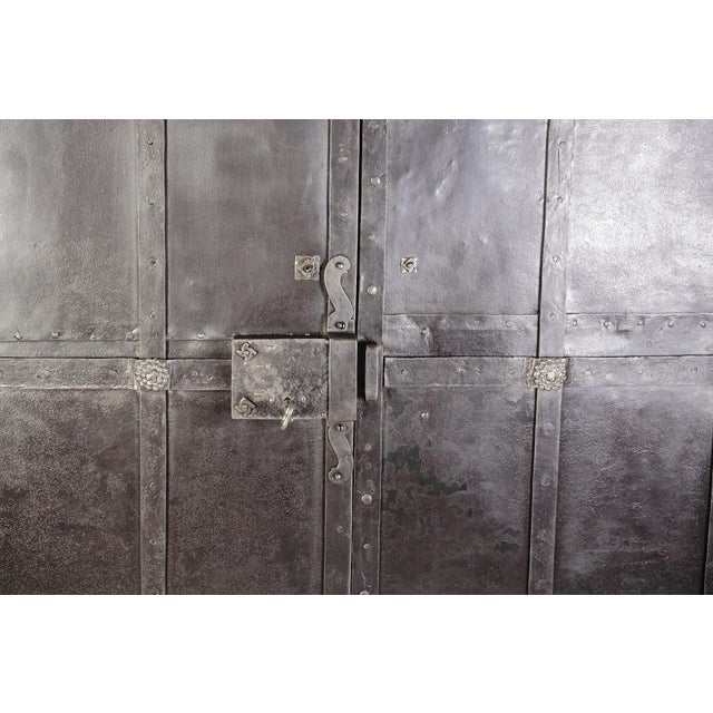 Black Antique Iron Clad Double Doors, 1800s For Sale - Image 8 of 18