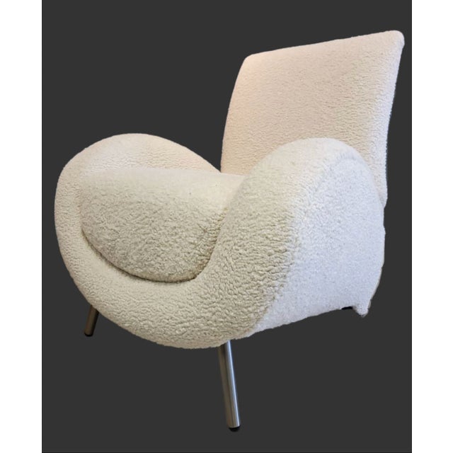 Mid-Century Modern Mid Century Postmodern Italian Slant Back Club Chairs Newly Reupholstered - Pair For Sale - Image 3 of 13