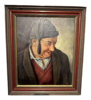 Martin Anzinger, Smiling Man Portrait, 1950s, Oil on Canvas, Framed