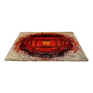 Large Polish Flame Shag Rug by Zakłady Tkanin Dekoracyjnych Welur, Kietrz, 1970s For Sale
