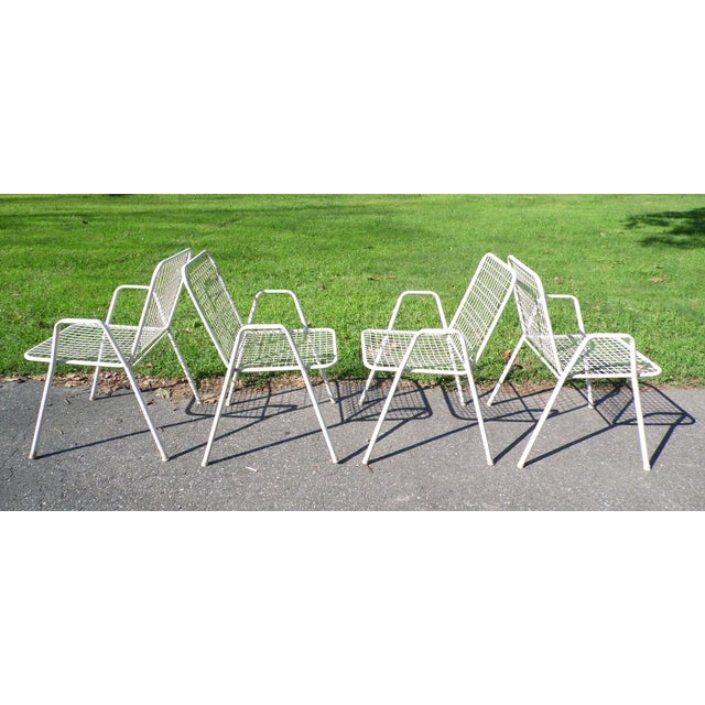Vintage Mid Century Modern Emu Rio Stacking Metal Patio Chairs Italy