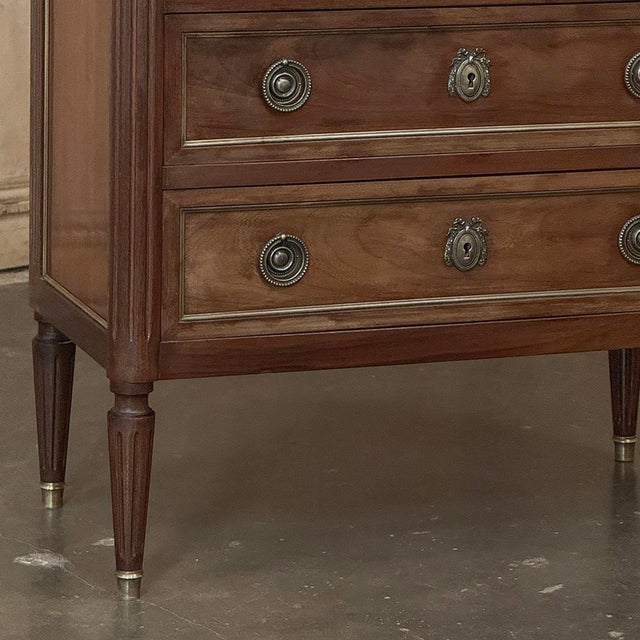 Wood French Louis XVI Mahogany Marble Top Commode For Sale - Image 7 of 16