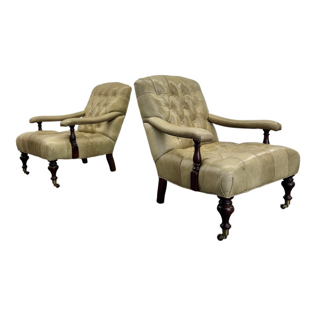 Traditional George Smith Edwardian Style Tufted Leather Chair For Sale - Image 3 of 8