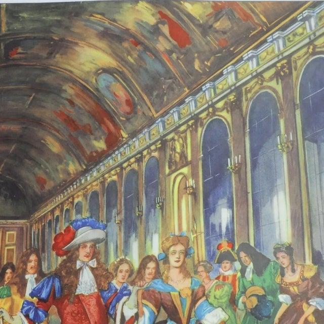 Vintage Build of Versailles Palace Life of Sun King Double-Sided Wall Chart For Sale - Image 4 of 8