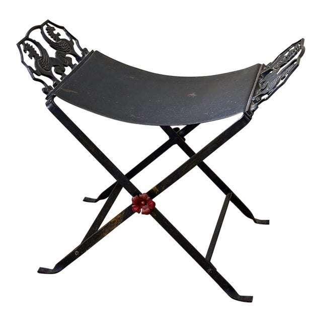 Vintage English Black Metal Vanity Bench Chairish