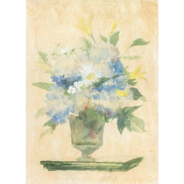 20th Century School, Bouquet of Flowers, Watercolor and Gouache on Paper, unsigned, painted and giltwood frame. Image:...