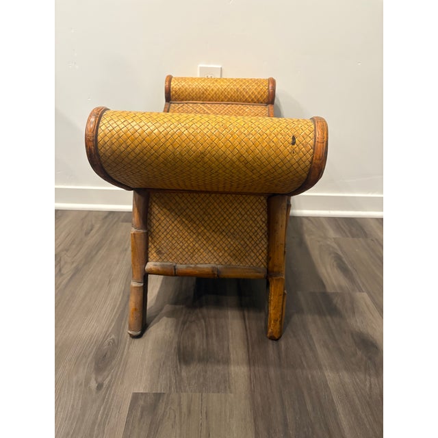 Brighton Pavilion Vintage Bamboo/Rattan Lounge Chair With Pillows For Sale - Image 4 of 5