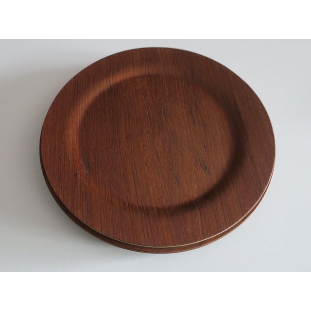Vintage Danish Plywood Rosewood and Teak Plates from Morsbak, 1960s, Set of 12 For Sale - Image 4 of 11
