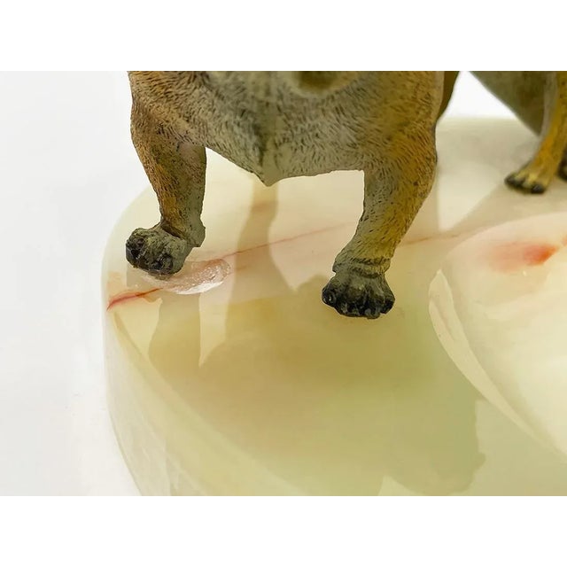 Bronze Bulldogs on Onyx Base attributed to Vrai, France, 1920s For Sale - Image 11 of 12