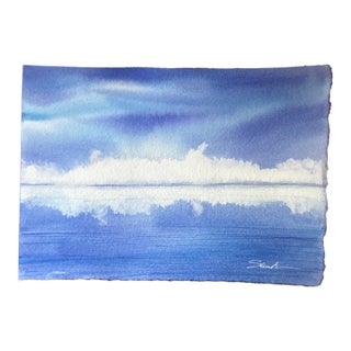 “Coastal Mist” Signed Original Watercolor Seascape by Nancy Smith For Sale