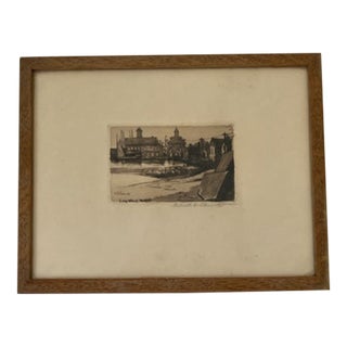 1910s Gabrielle DeVeaux Clements Etching of Long Wharf Newport For Sale