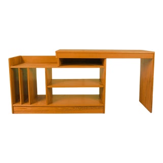 1970s Mid Century Danish Modern Expanding 2 Piece Desk Media Center For Sale