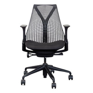 Herman Miller Sayl Black Office Chair With Mesh Back and Adjustable Arms For Sale