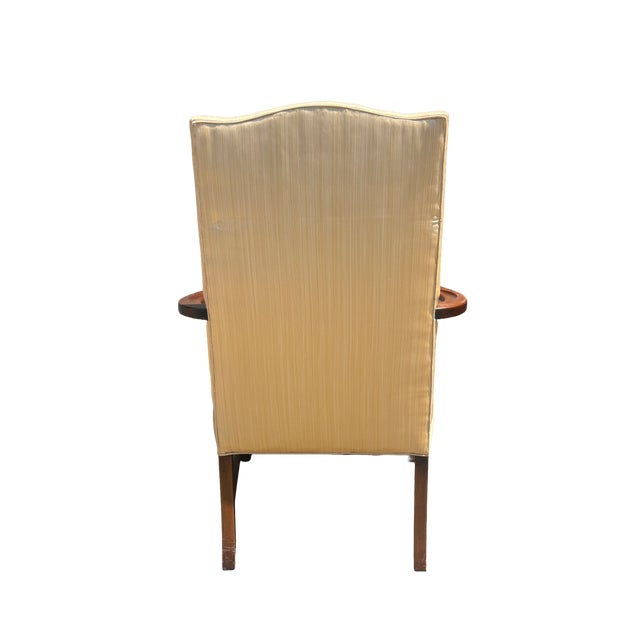 Southwood & Co. 1990s Southwood Mahogany Lolling Chair / Martha Washington Armchair in Gold Strié For Sale - Image 4 of 11