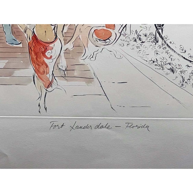 William Papas "Fort Lauderdale Florida" Hand Colored Art Etching For Sale - Image 9 of 9