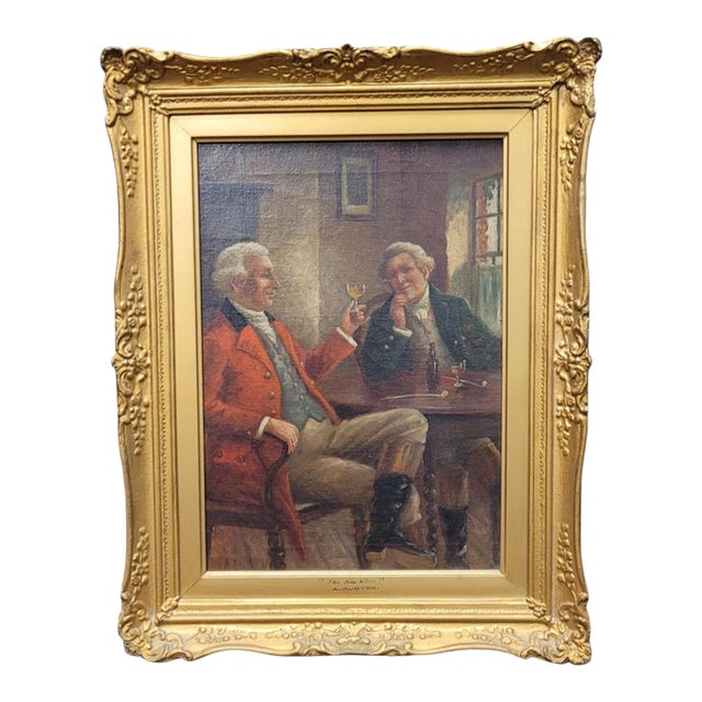 Fine Antique Oil Painting Signed Wine Tasting For Sale