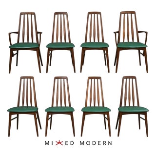 1960s Danish Modern Teak Eva Dining Chairs by Koefoeds Hornslet - Set of 8 For Sale