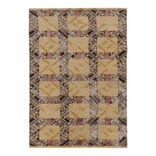 Contemporary Scandinavian Style Geometric Ochre Wool Rug by Rug & Kilim, India For Sale