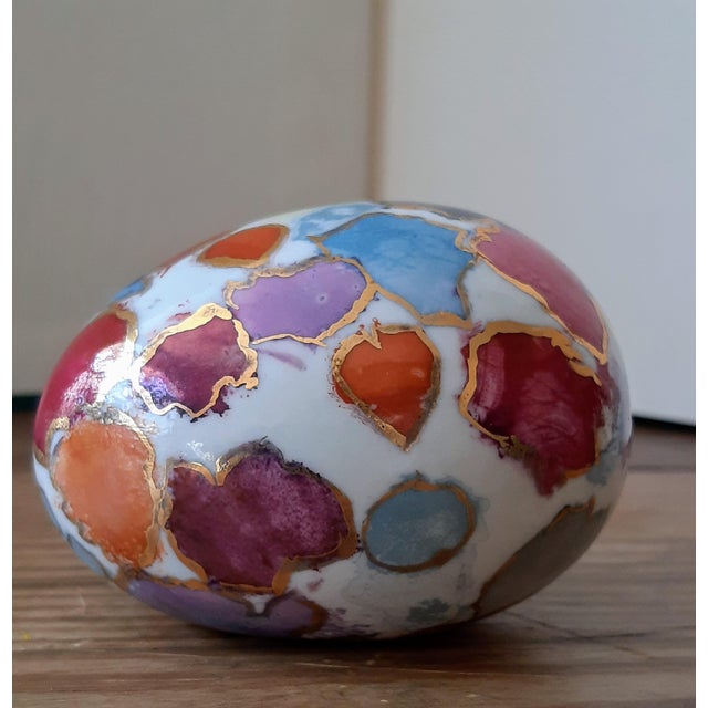 1970s Abstract Modern Painted Ceramic Egg For Sale - Image 5 of 8