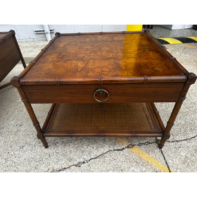 MCM Drexel Heritage Grand Tour Bamboo-Motif Side Table For Sale In Detroit - Image 6 of 12