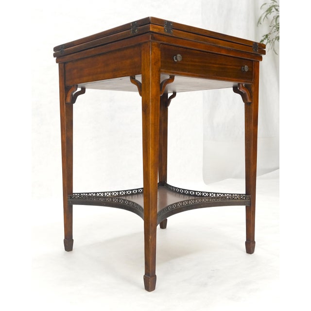 Theodore Alexander One Drawer Leather Top Folding Top Game Table MINT For Sale - Image 6 of 18