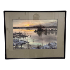 Cady Stopp Swamp Reflections Framed Watercolor, Circa 1970