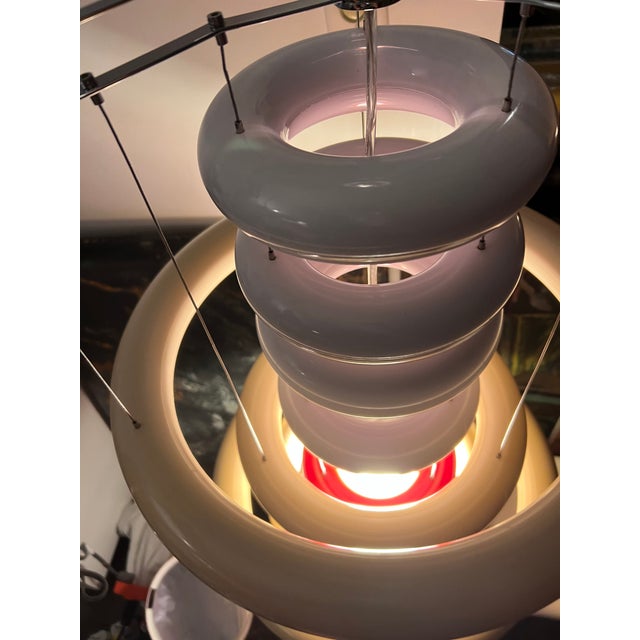 Verner Panton Verpan Ufo Chandelier, White, Red, Chrome, Denmark, 1975, 2015 For Sale In New York - Image 6 of 12